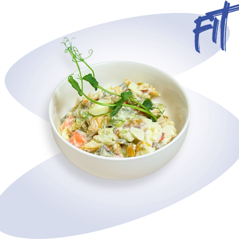 Фитнес оливье с лососем