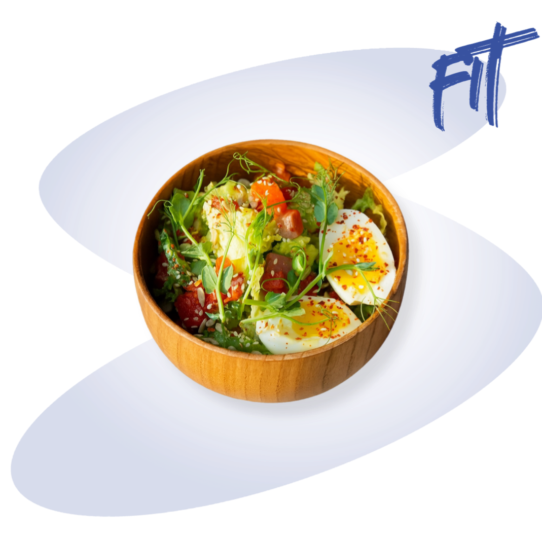 Салат зеленый с лососем