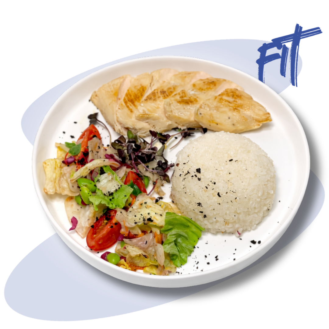 Рис с курицей гриль и овощами